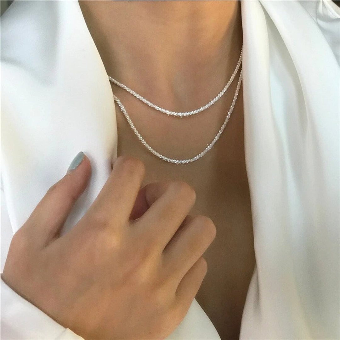 Silver Double Chain Celestial Necklace for Women