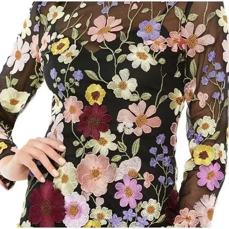 Floral Handmade Dress with a Fitted Bodice and Full Skirt