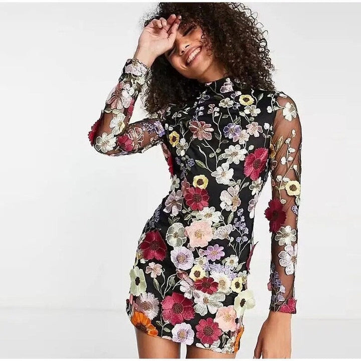 Floral Handmade Dress with a Fitted Bodice and Full Skirt