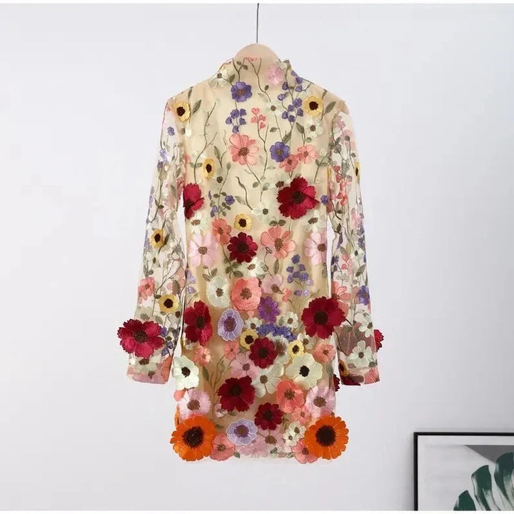 Floral Handmade Dress with a Fitted Bodice and Full Skirt