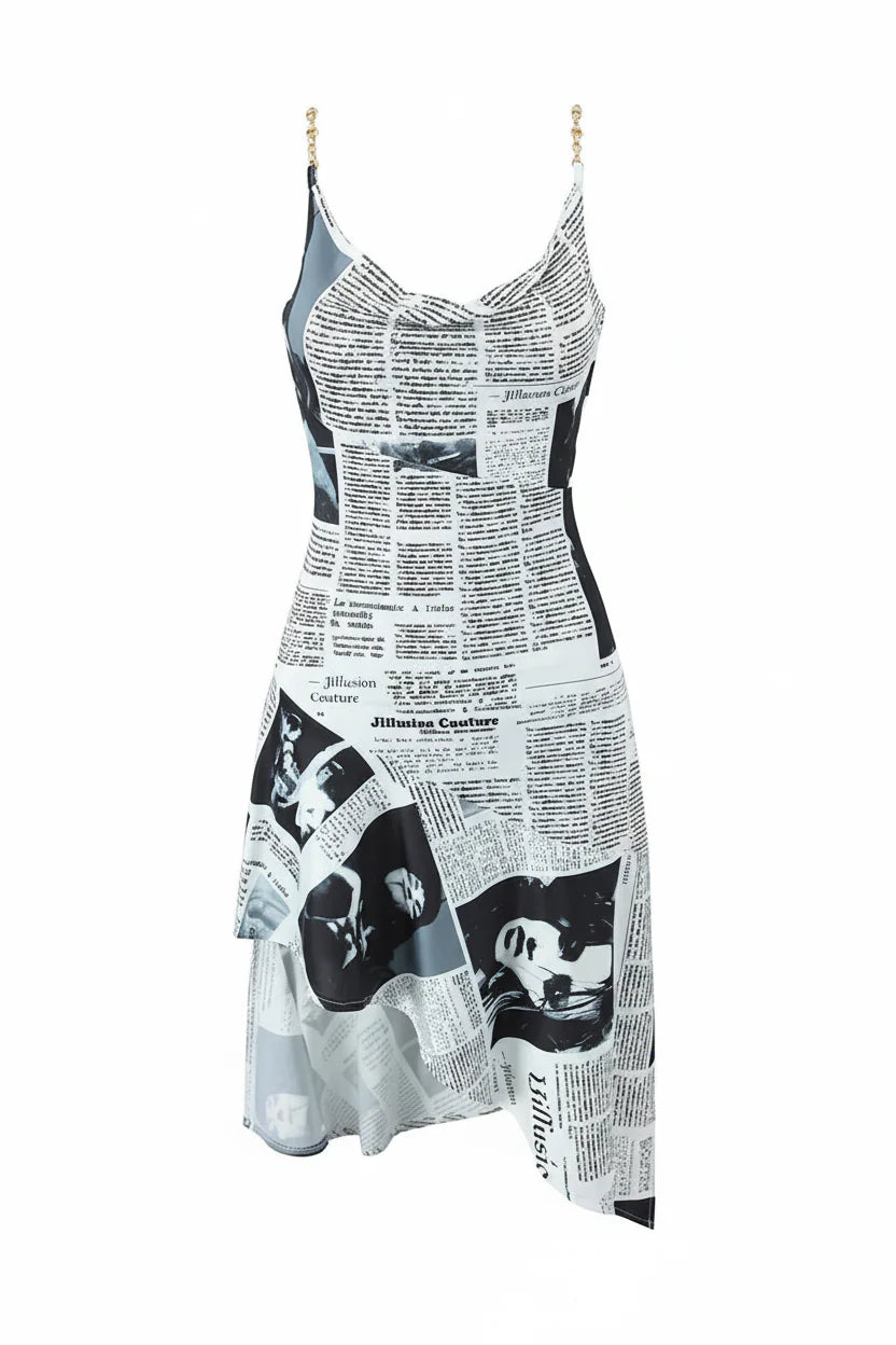 Illusion Newspaper Dress for Women