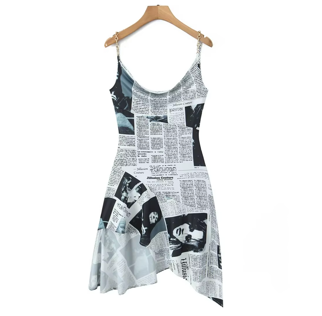 Illusion Newspaper Dress for Women - gallery