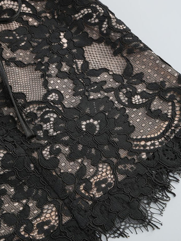 Structured Lace Corset Mini Dress with Boned Bodice