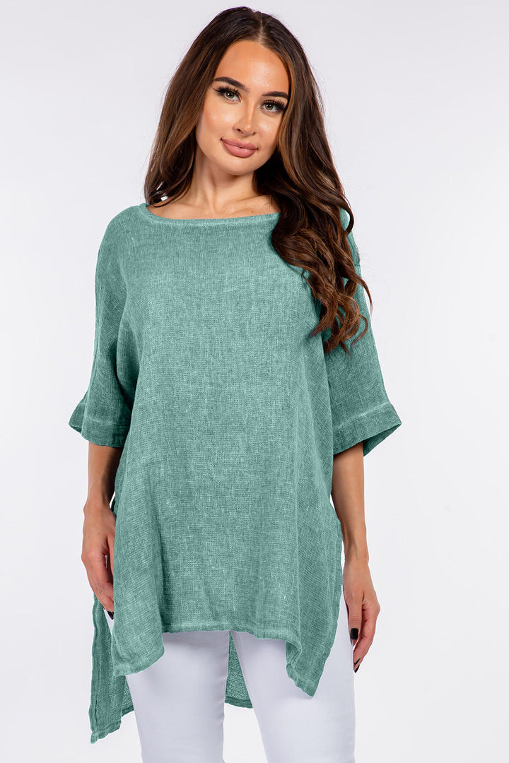 Italian Linen Side Open Tunic for Women - gallery