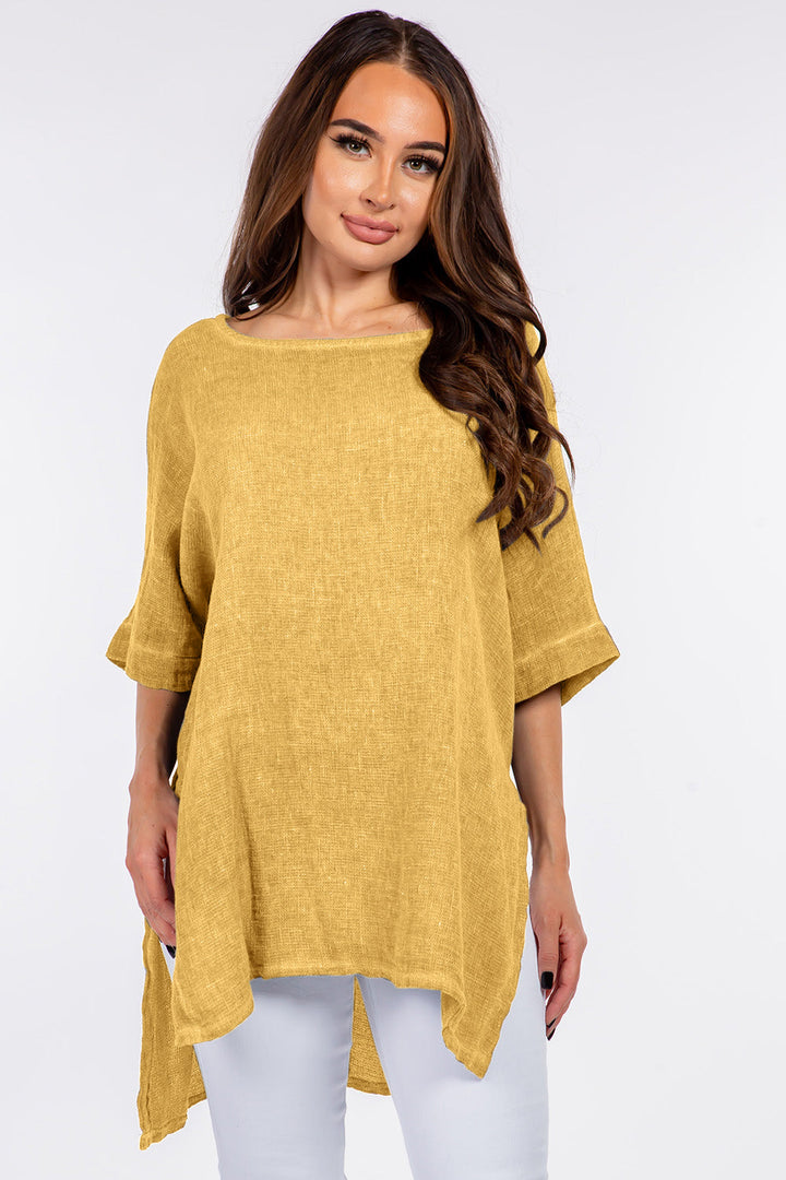 Italian Linen Side Open Tunic for Women - gallery