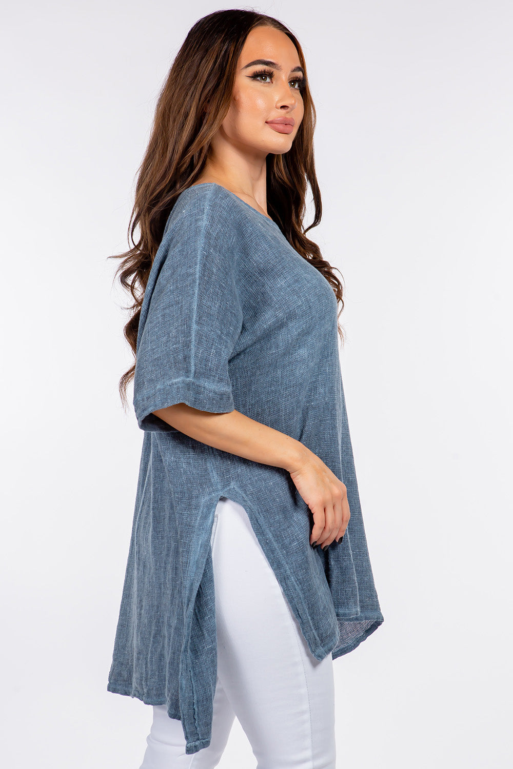 Italian Linen Side Open Tunic for Women - gallery