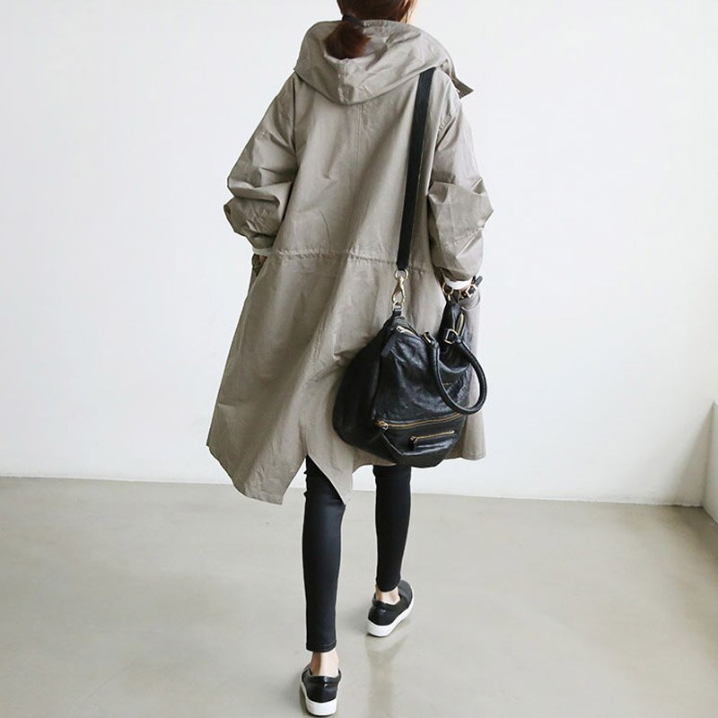 Women's Double-Breasted Trench Coat with Waist Belt