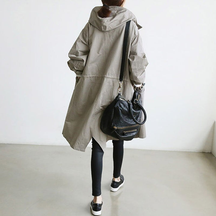 Women's Double-Breasted Trench Coat with Waist Belt