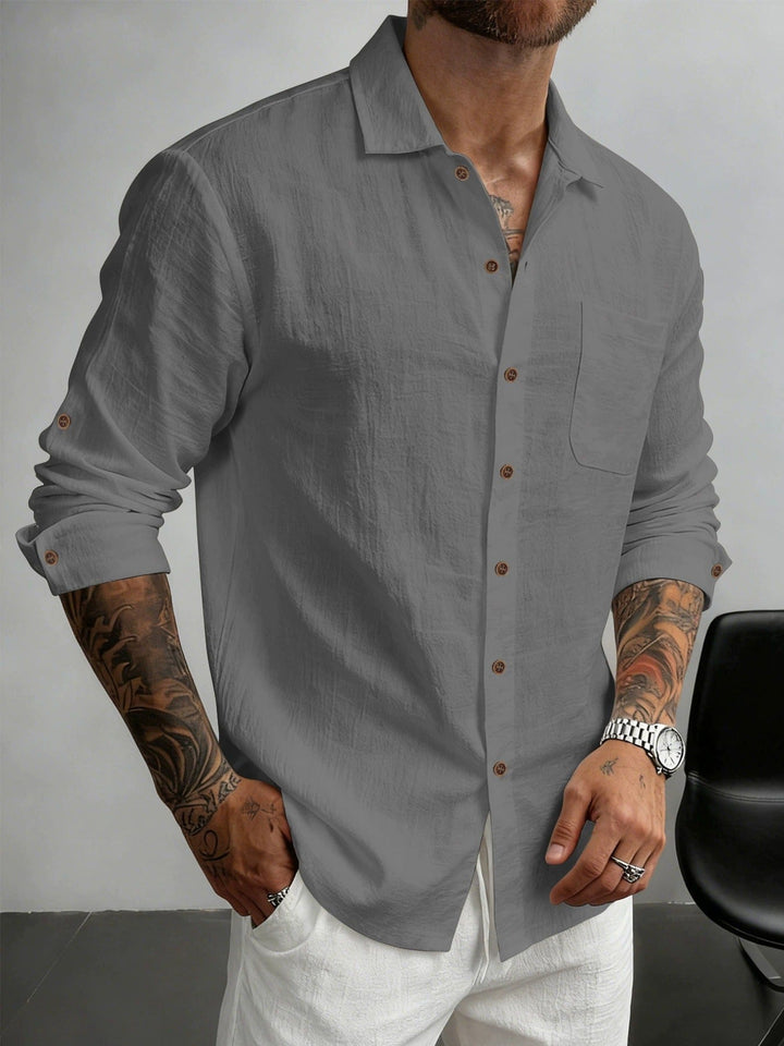 Marcelo Textured Cotton-Blend Shirt for Men - Grey