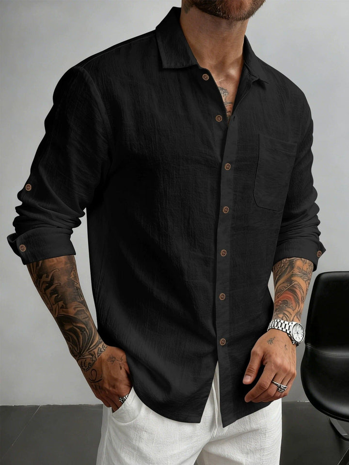 Marcelo Textured Cotton-Blend Shirt for Men - Black