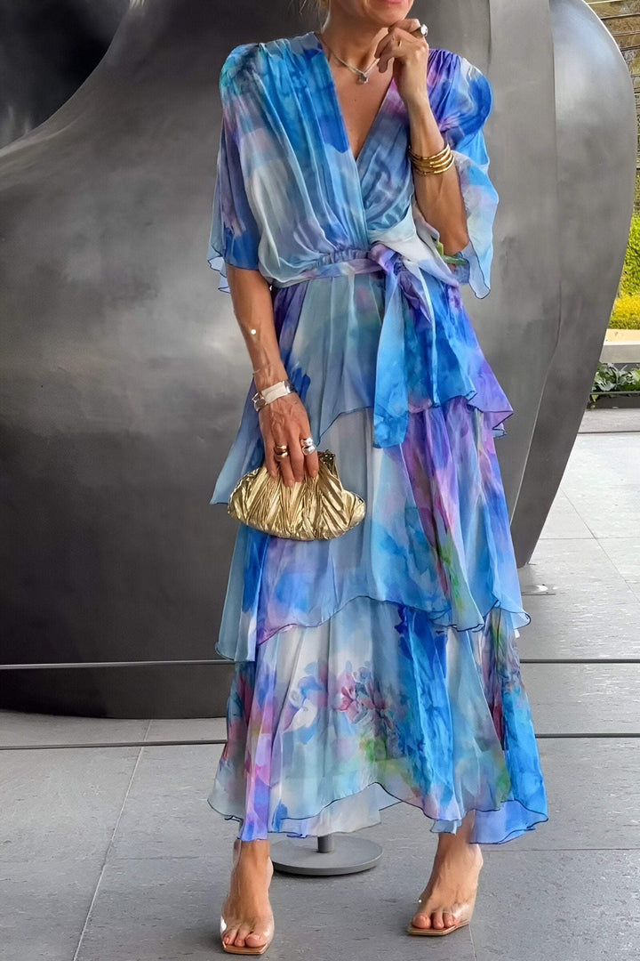 Long Chiffon Evening Dress with Fluid Drape for Women