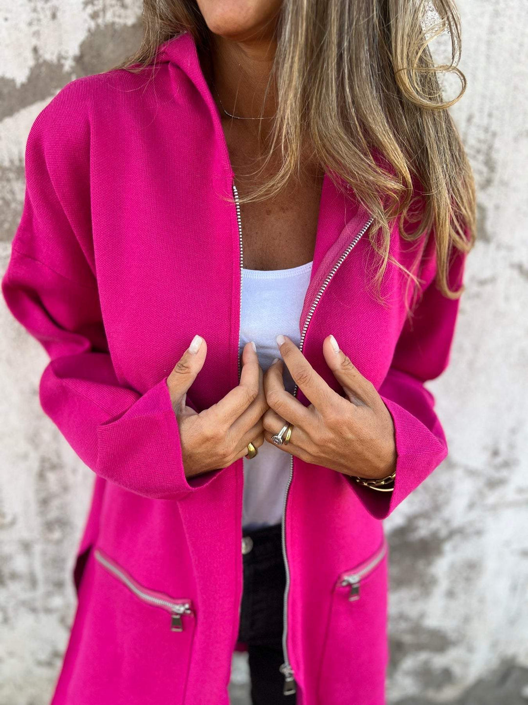 Knitted Winter Cardigan with Ribbed Cuffs for Women