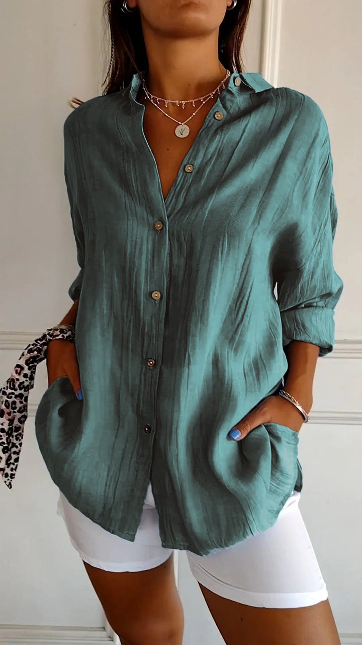 Aliah Pleated Front Blouse - Relaxed Tailored Style for Women