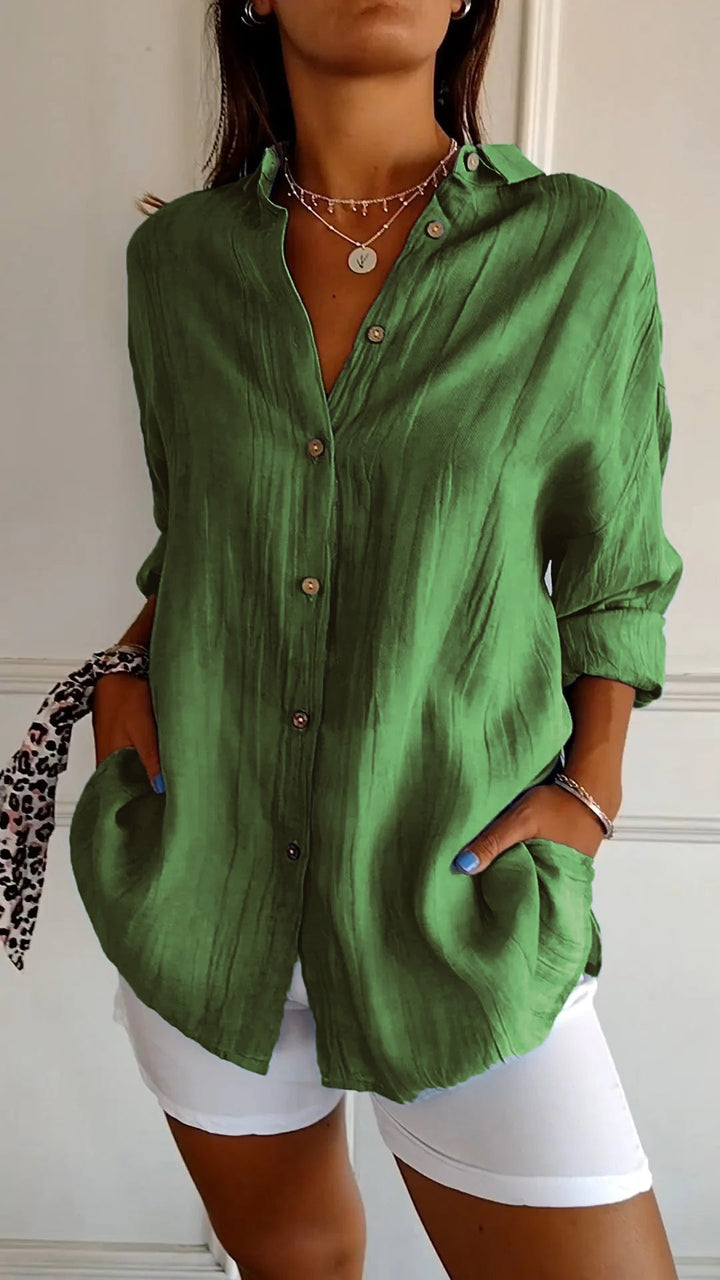 Aliah Pleated Front Blouse - Relaxed Tailored Style for Women