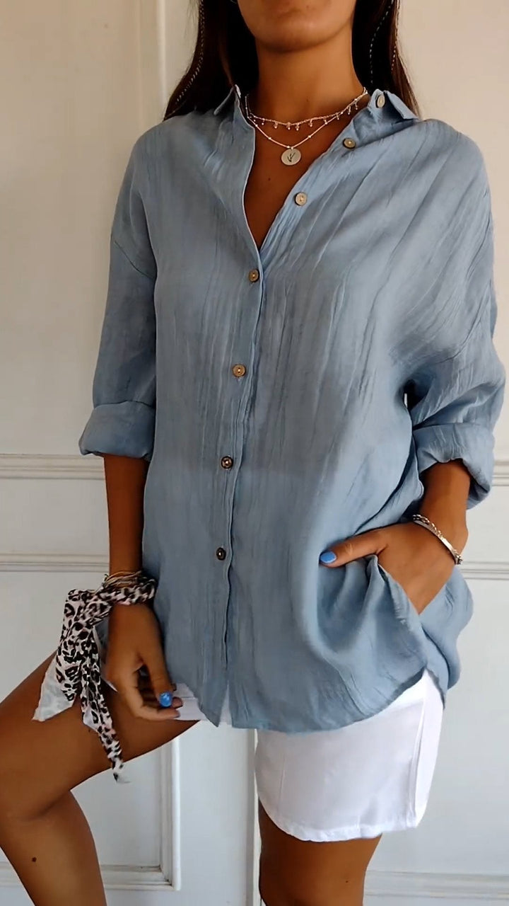 Aliah Pleated Front Blouse - Relaxed Tailored Style for Women