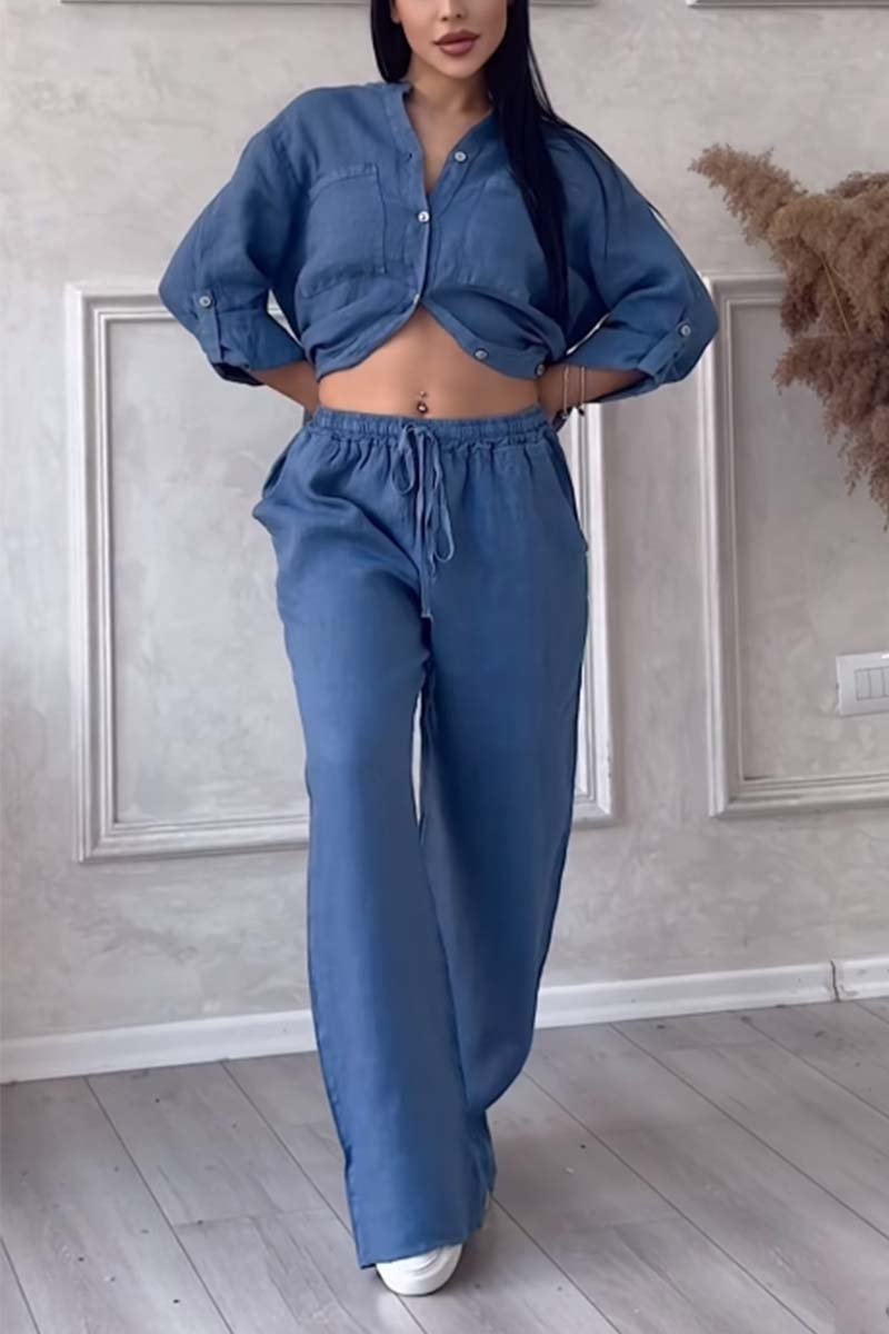 Thea Relaxed Woven Co-ord Set in Muted Neutral Tones