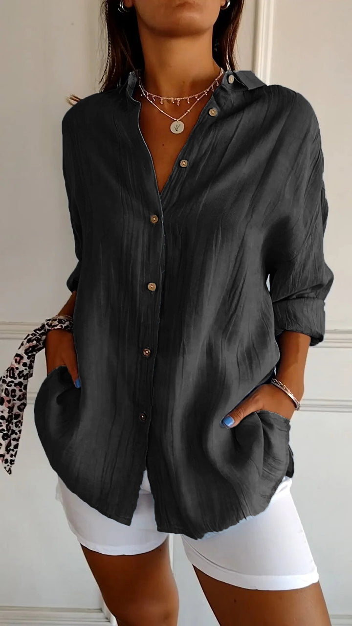 Aliah Pleated Front Blouse - Relaxed Tailored Style for Women