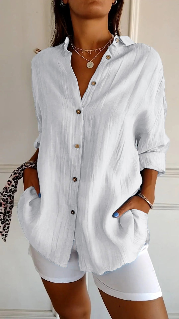 Aliah Pleated Front Blouse - Relaxed Tailored Style for Women