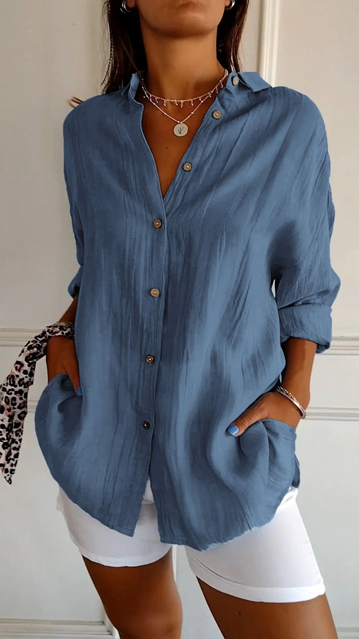 Aliah Pleated Front Blouse - Relaxed Tailored Style for Women
