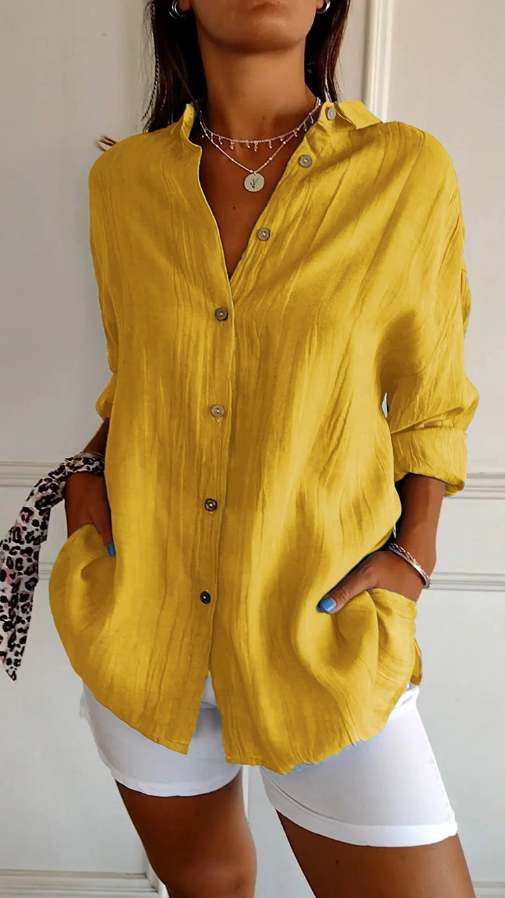 Aliah Pleated Front Blouse - Relaxed Tailored Style for Women