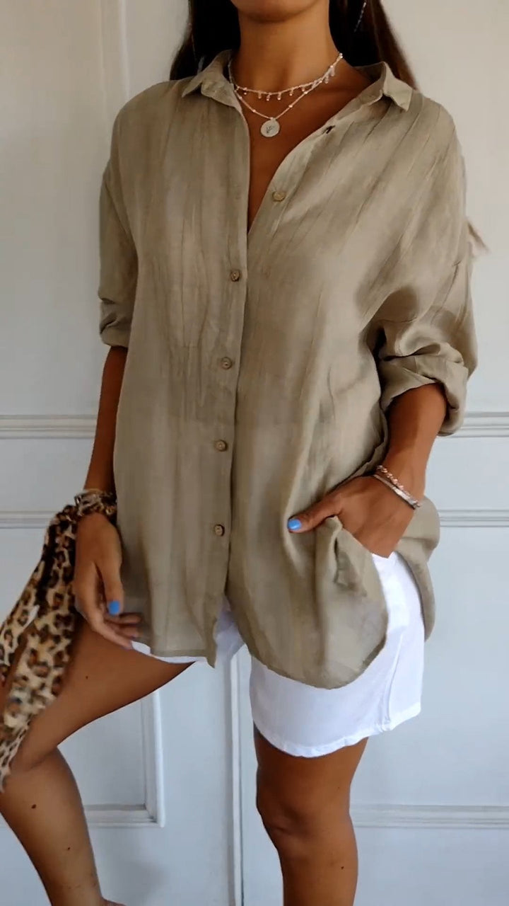 Aliah Pleated Front Blouse - Relaxed Tailored Style for Women