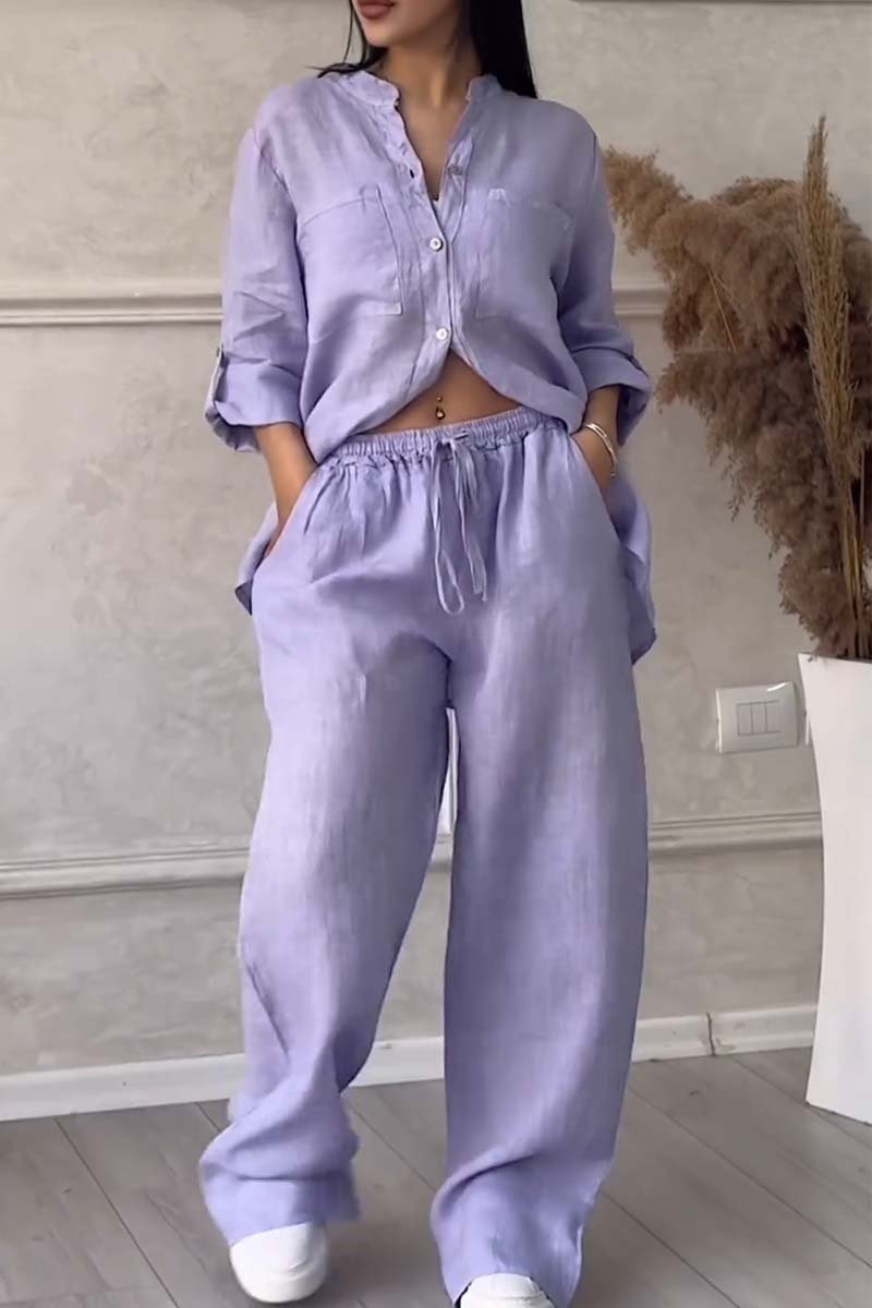 Thea Relaxed Woven Co-ord Set in Muted Neutral Tones