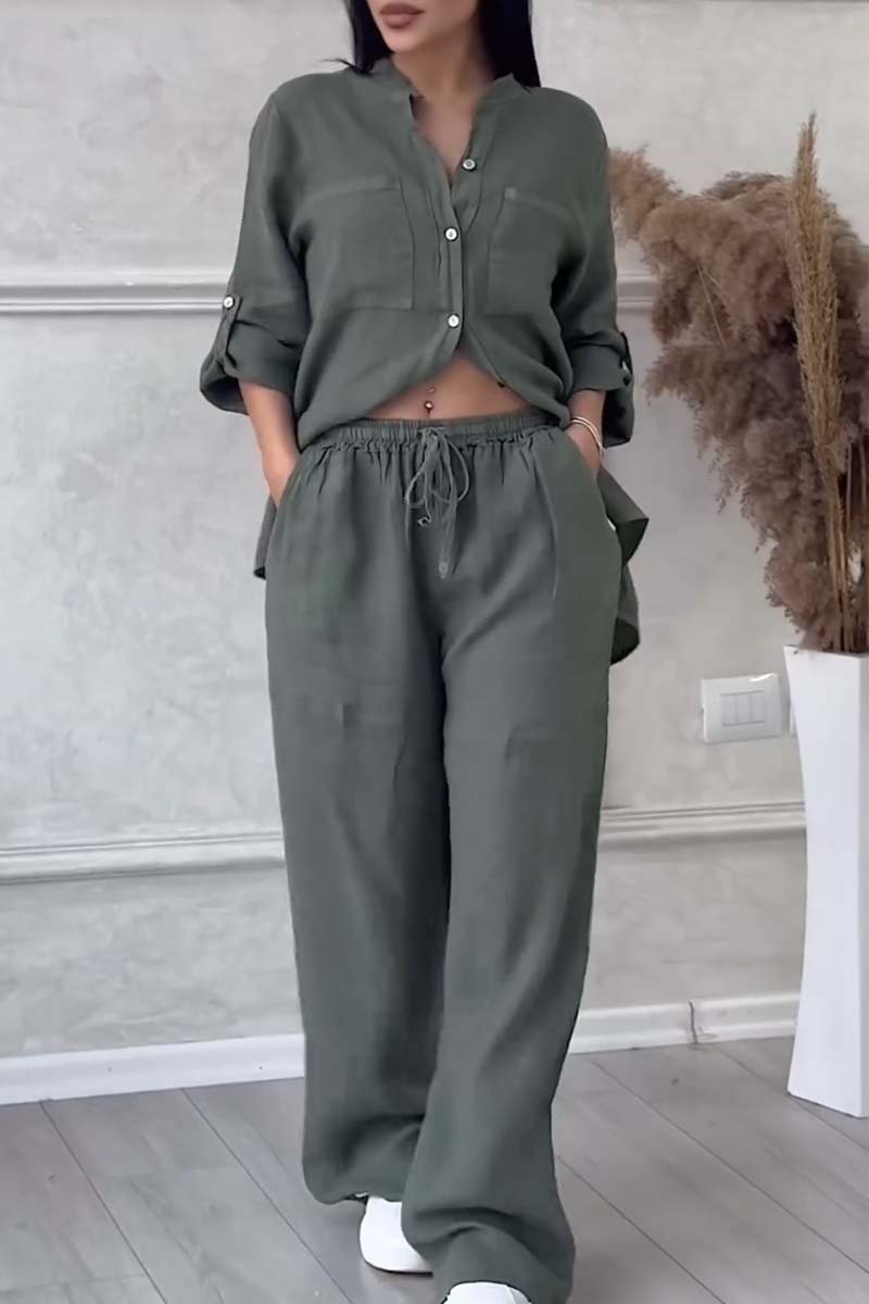 Thea Relaxed Woven Co-ord Set in Muted Neutral Tones