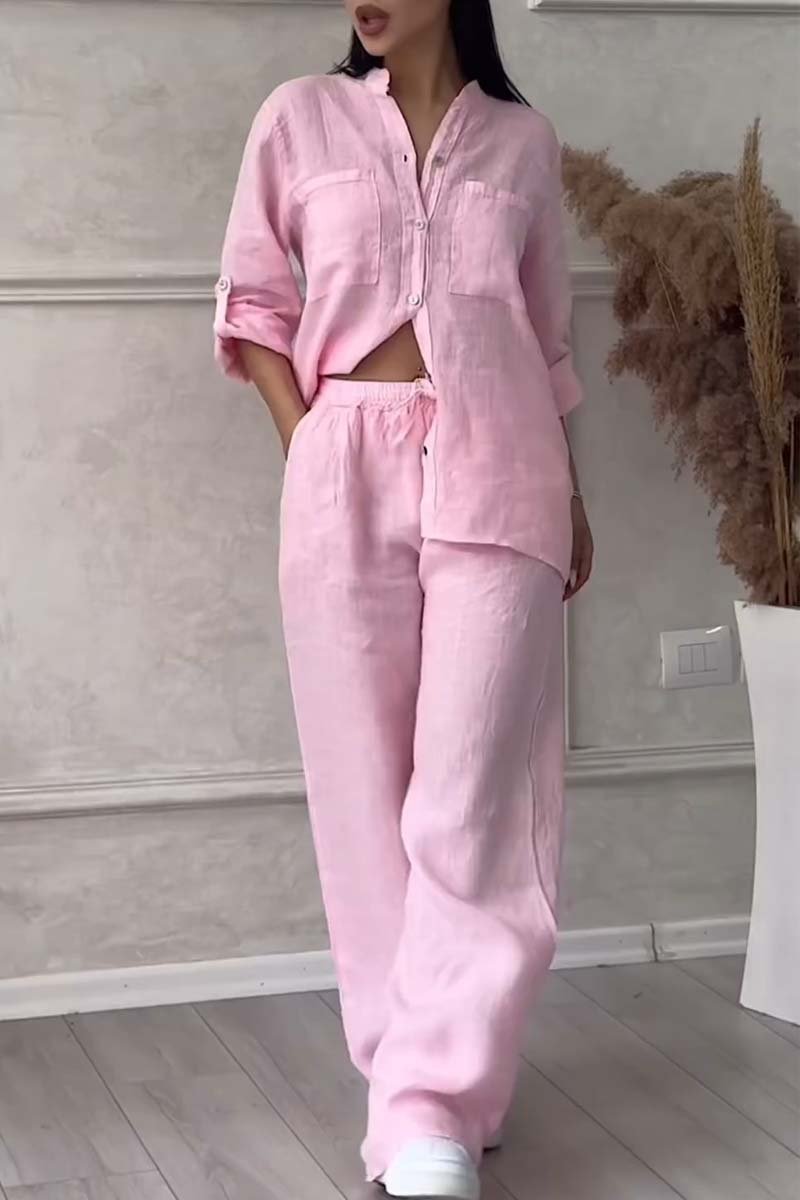 Thea Relaxed Woven Co-ord Set in Muted Neutral Tones
