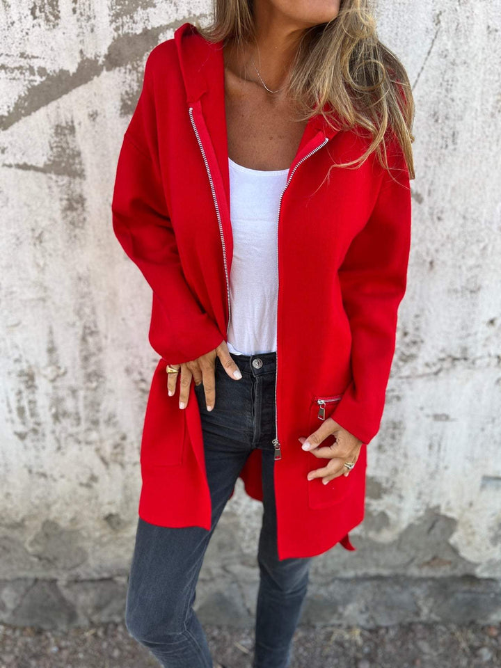 Knitted Winter Cardigan with Ribbed Cuffs for Women