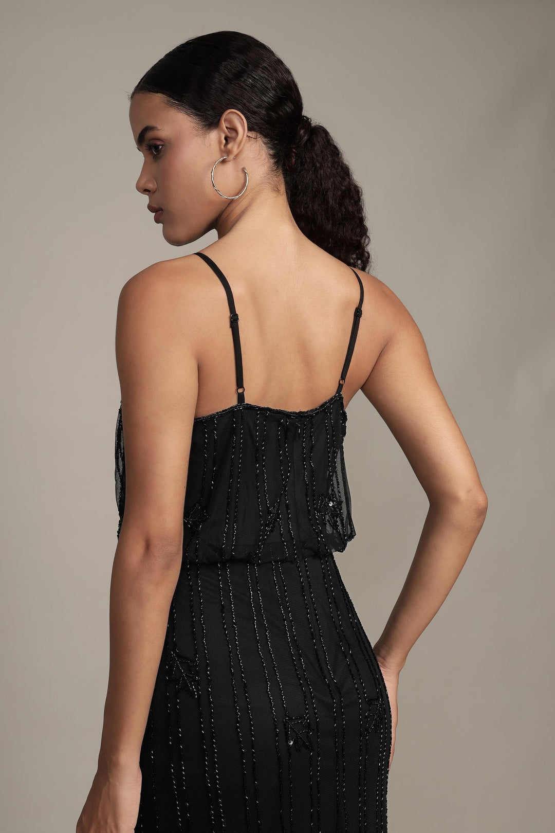 Keeva Black Beaded Maxi Dress — gallery