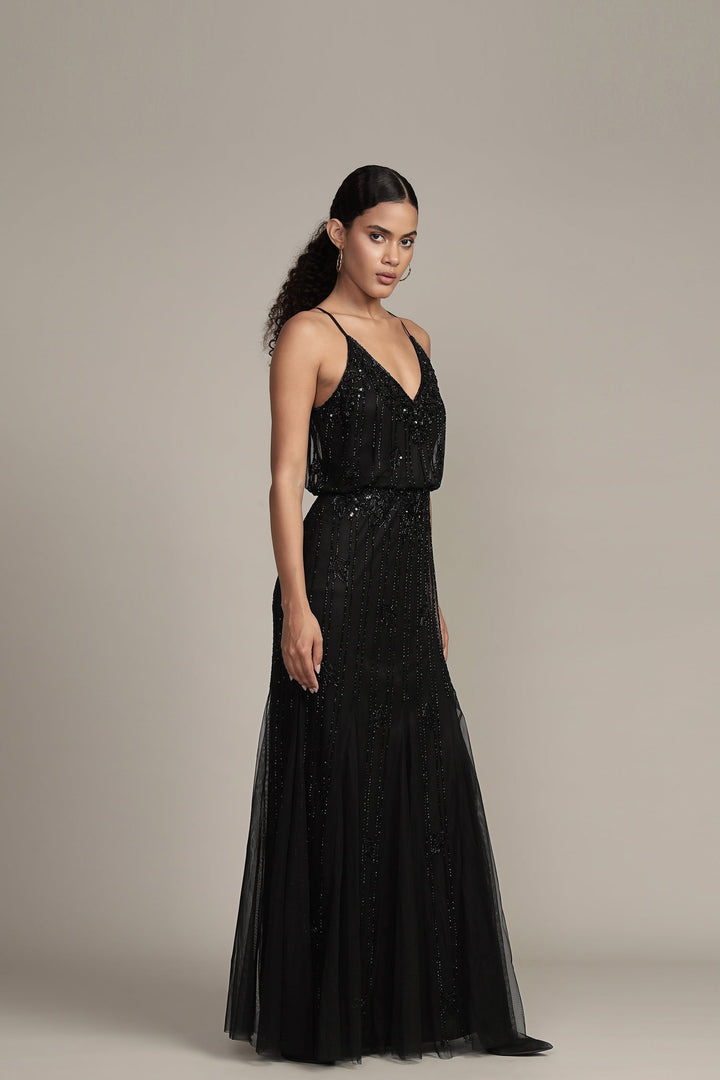 Keeva Black Beaded Maxi Dress — gallery