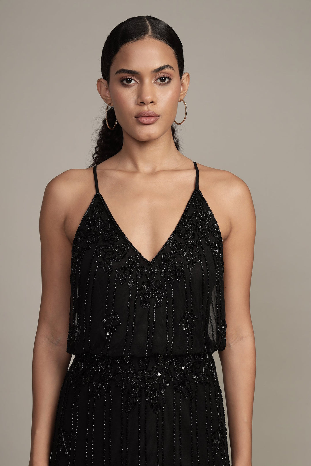Keeva Black Beaded Maxi Dress — gallery