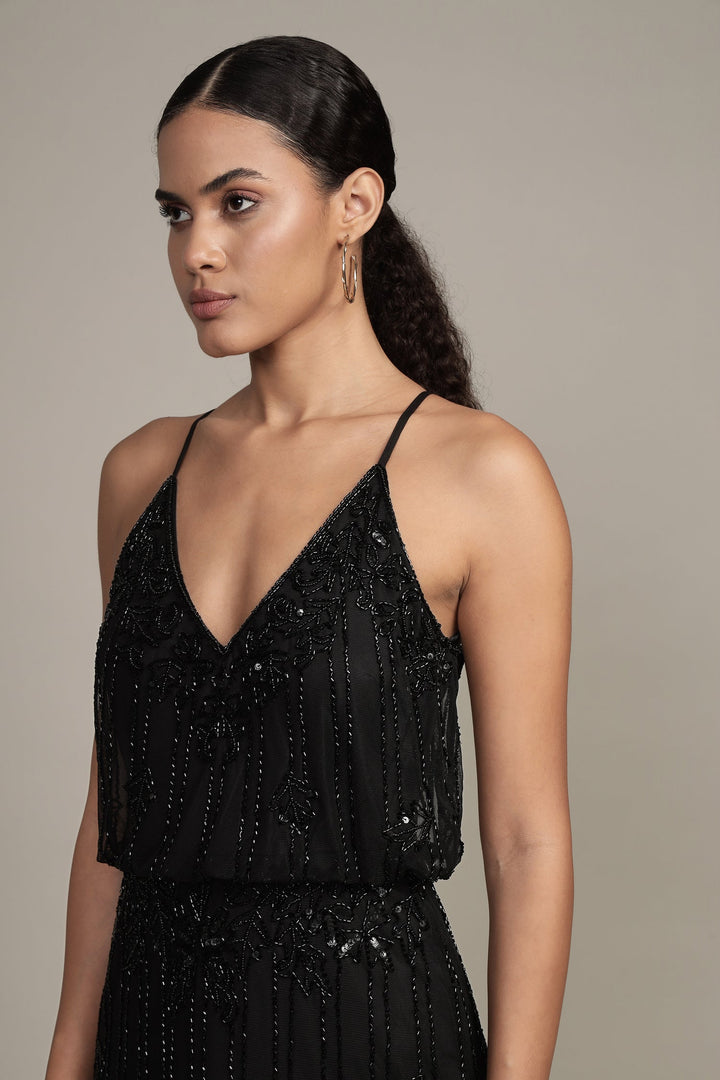 Keeva Black Beaded Maxi Dress — gallery