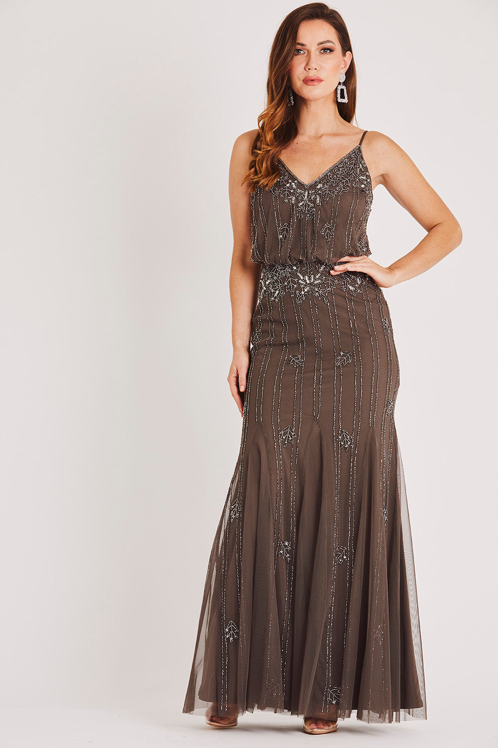 Keeva Stone Grey Bridesmaid Maxi Dress — gallery