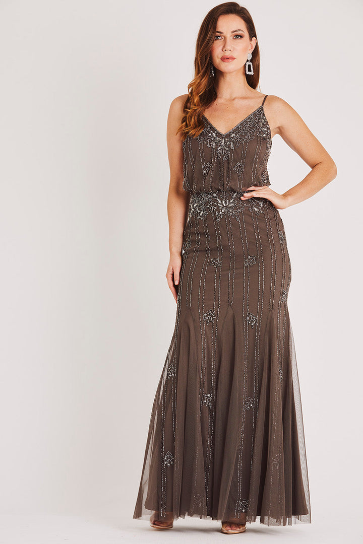 Keeva Stone Grey Bridesmaid Maxi Dress — gallery