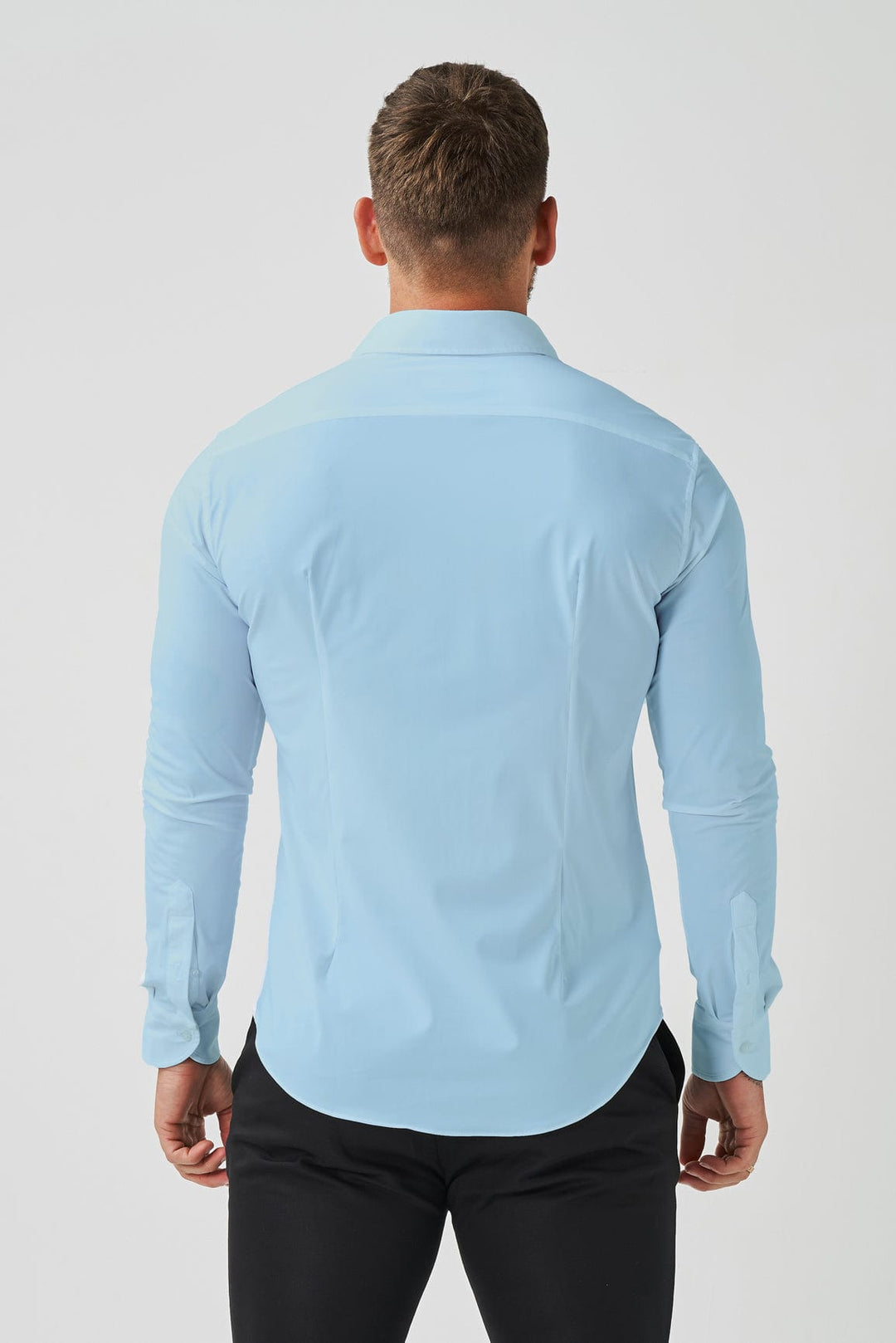 Slim-Fit Technical Cotton Shirt in Light Blue for Men - gallery