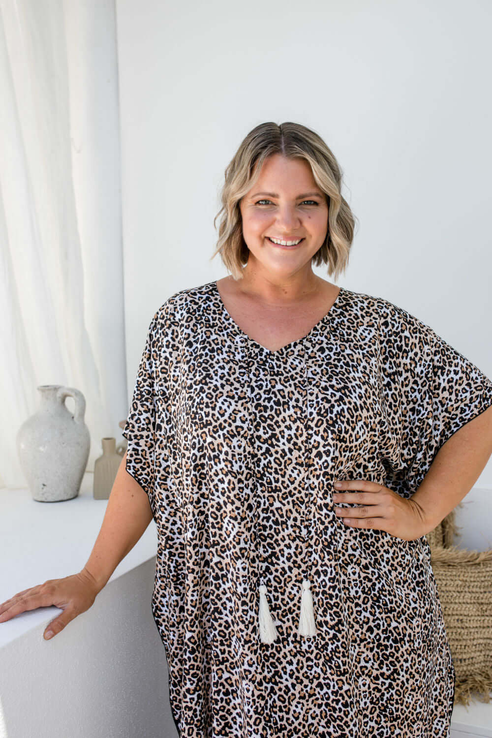 Long Kaftan Dress - Leopard Print — gallery
