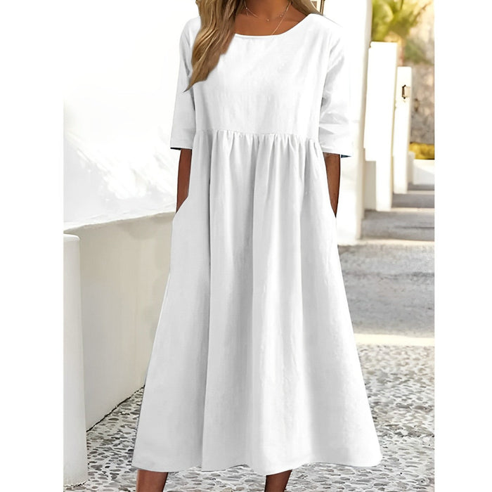 Helena Relaxed Summer Dress in Lightweight Woven Fabric