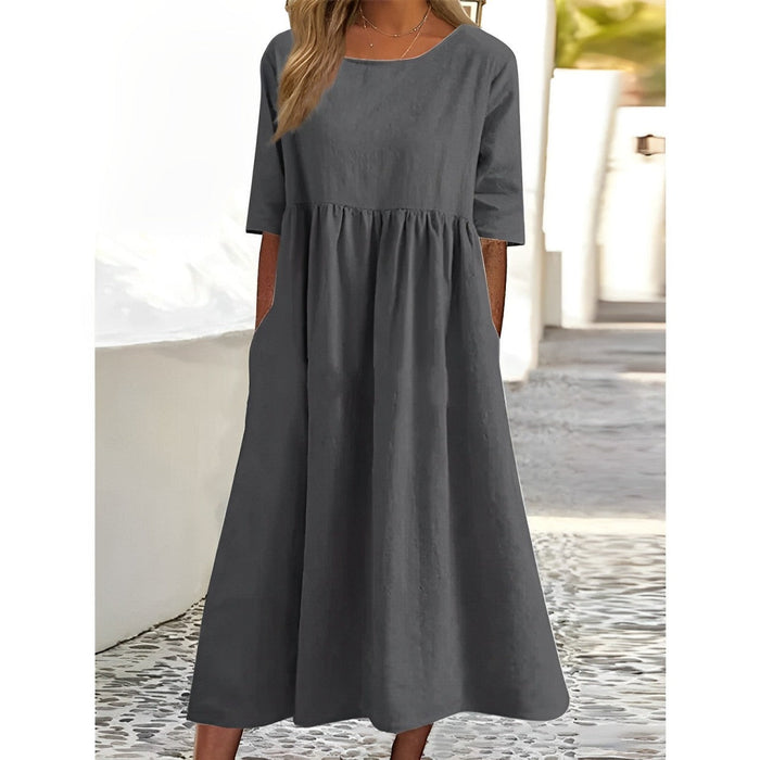 Helena Relaxed Summer Dress in Lightweight Woven Fabric