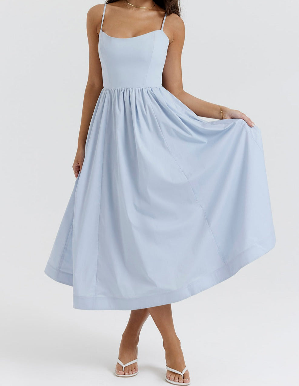 Emilia Knee-Length Evening Dress with Short Sleeves