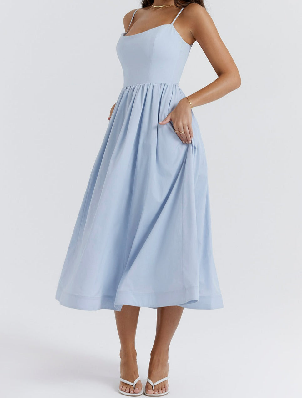 Emilia Knee-Length Evening Dress with Short Sleeves