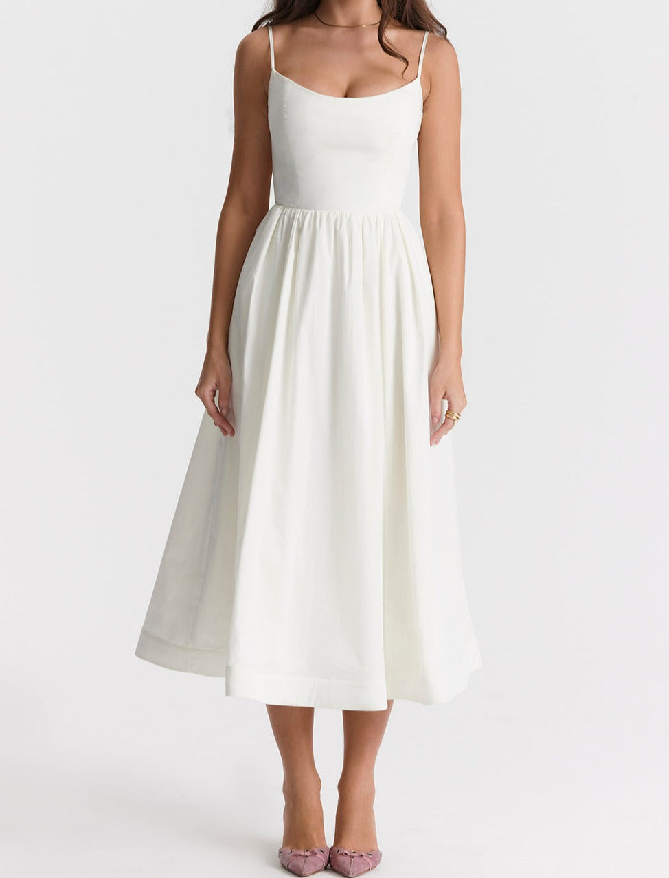 Emilia Knee-Length Evening Dress with Short Sleeves