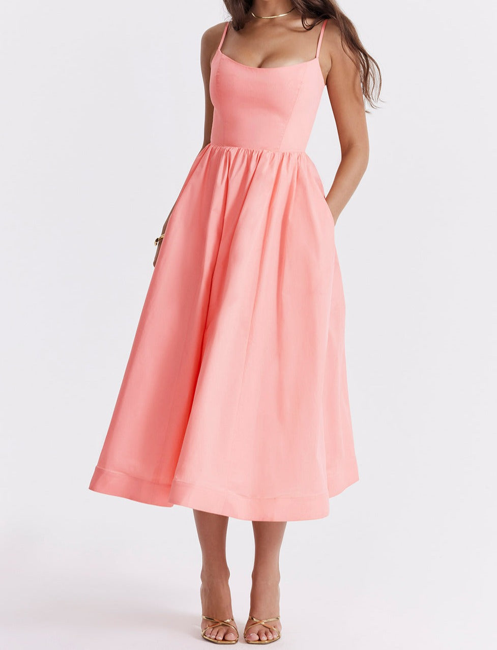 Emilia Knee-Length Evening Dress with Short Sleeves