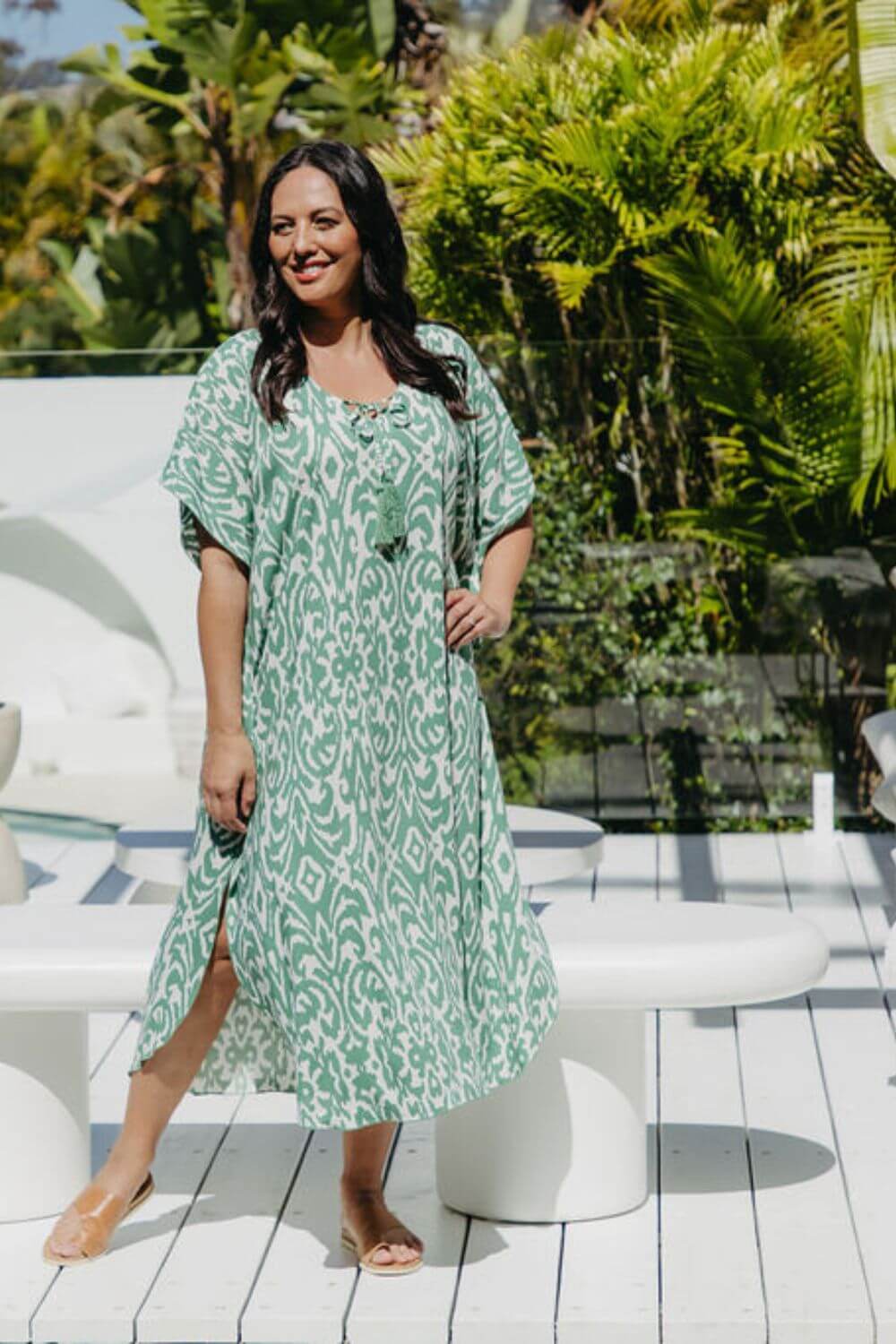 Emerald Escape Long Kaftan Dress for Women