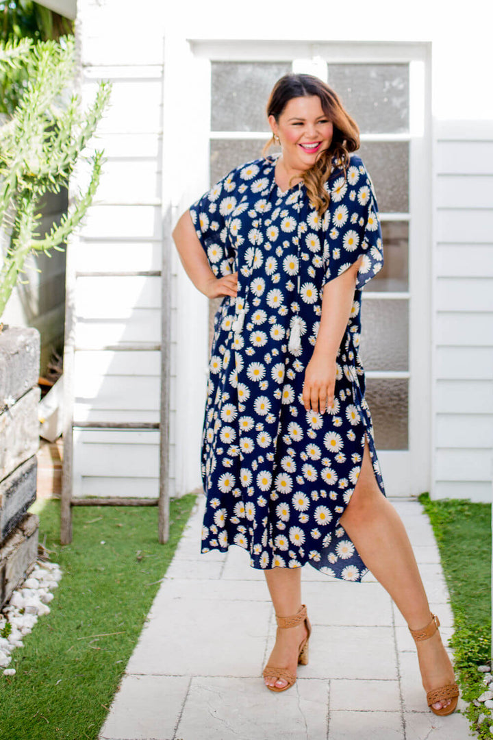 Blue Sunflower Long Kaftan Dress — gallery