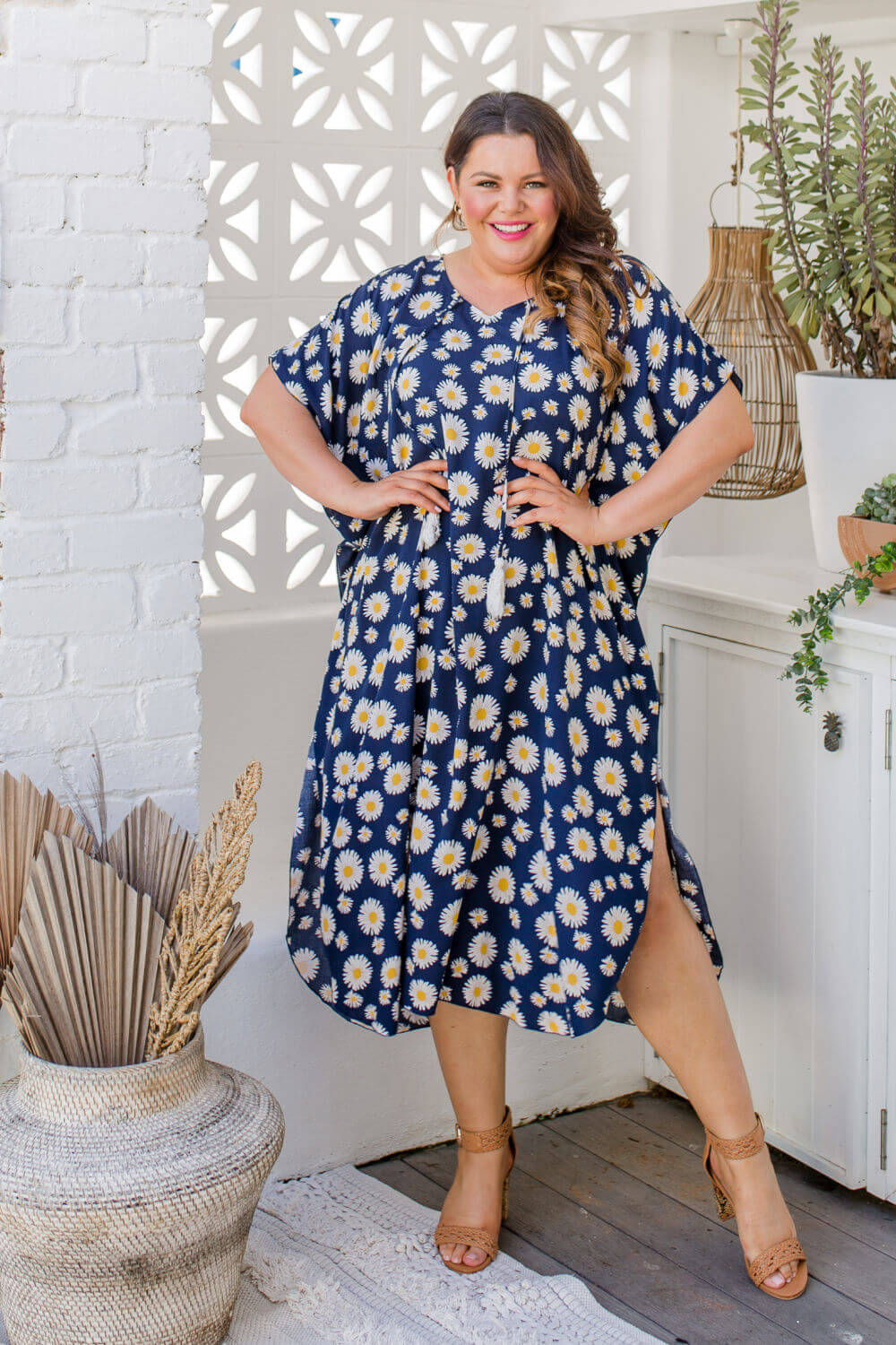 Blue Sunflower Long Kaftan Dress — gallery
