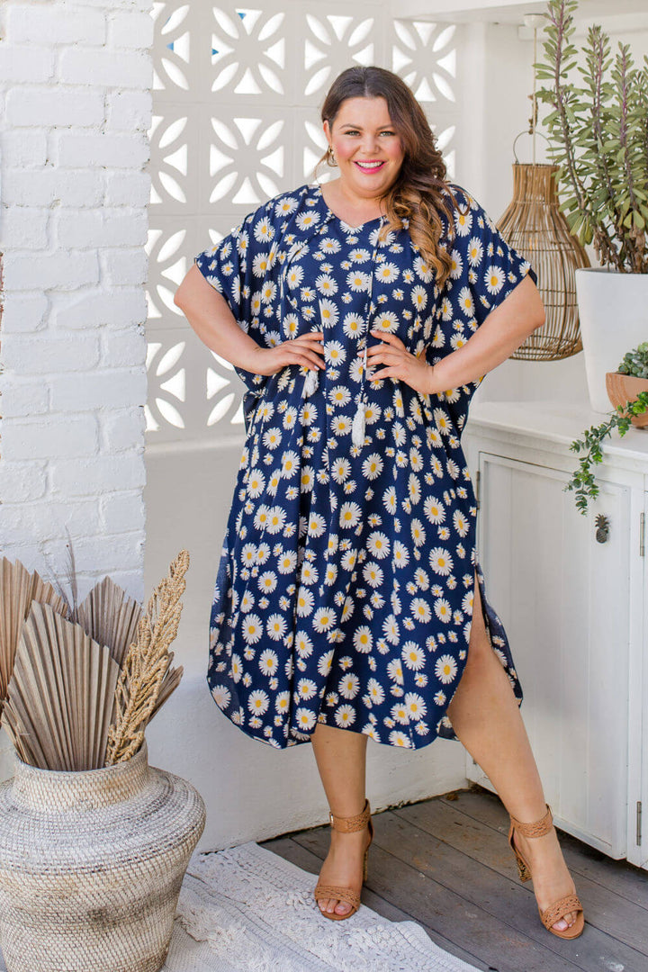 Blue Sunflower Long Kaftan Dress — gallery