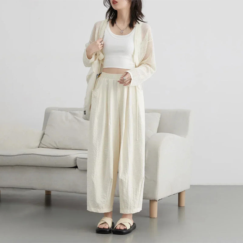 Chill Vibe Aesthetic Wide-Leg Trouser Elastic Waist Pants Trousers - gallery