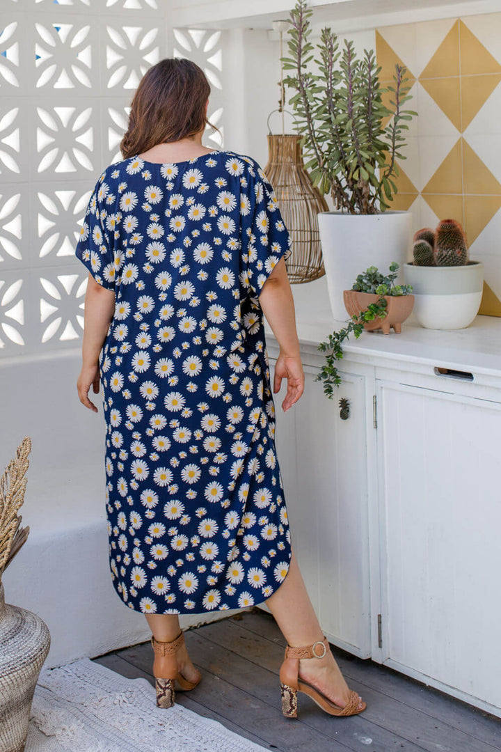 Blue Sunflower Long Kaftan Dress — gallery