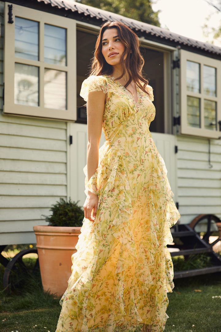 Melody Maxi Dress in Yellow Floral